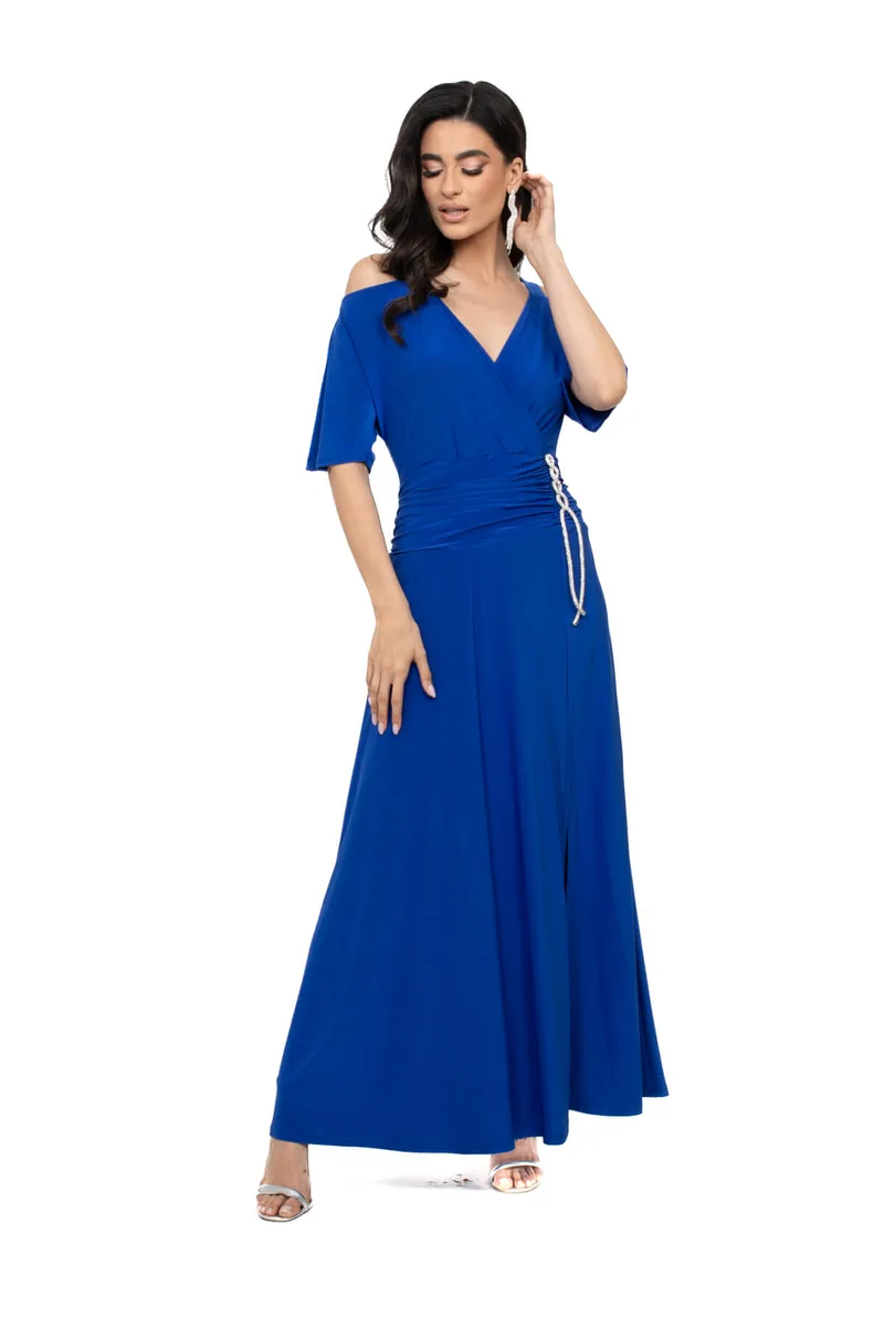 ΦΟΡΕΜΑ PLUS SIZE ΕΛΑΣΤΙΚΟ ΜΕ ΣΟΥΡΑ ΜΠΛΕ ΡΟΥΑ ΜΠΛΕ ΡΟΥΑ