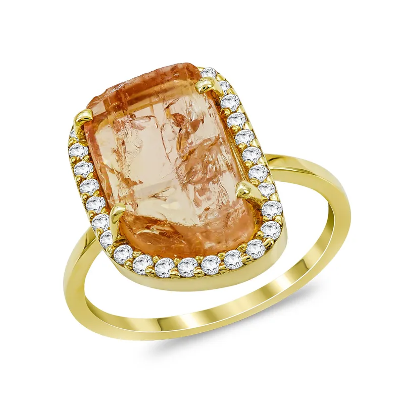 Δαχτυλίδι με Topaz Zircon από Κίτρινο Χρυσό Κ14 DX975