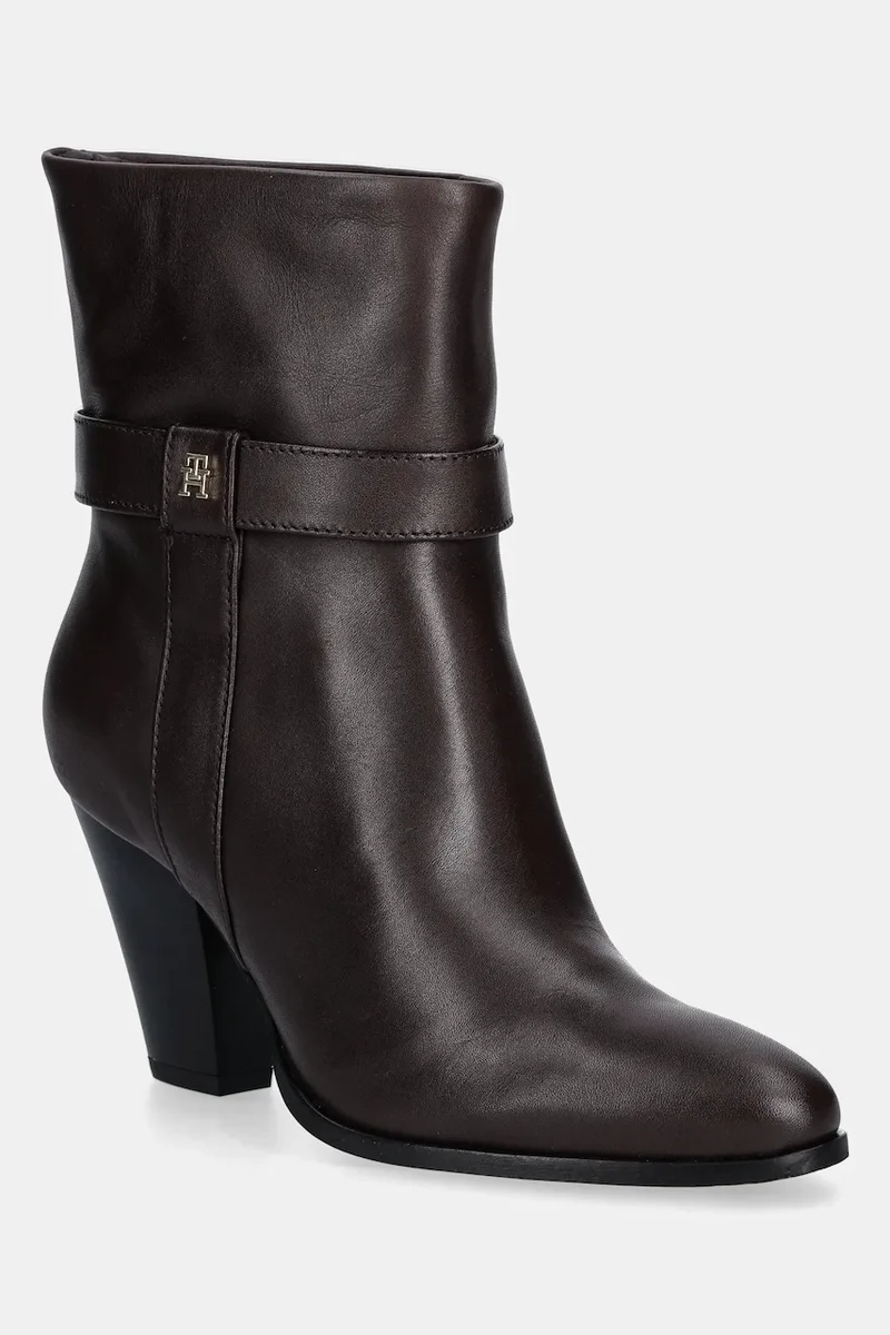 Δερμάτινες μπότες Tommy Hilfiger TH T-STRAP LEATHER POINTY BOOTIE