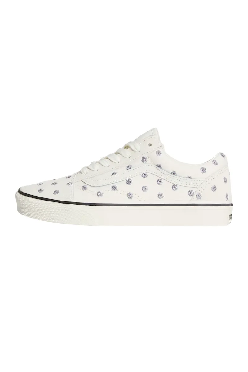 Vans Old Skool Γυναικεία Sneakers - Λευκά με Λουλούδια-VN000E8WCD31