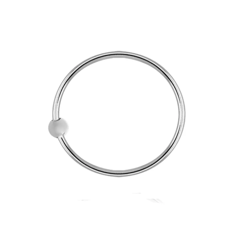 AD Ασημένιο σκουλαρίκι μύτης κρίκος λεπτός 10mm μπίλια