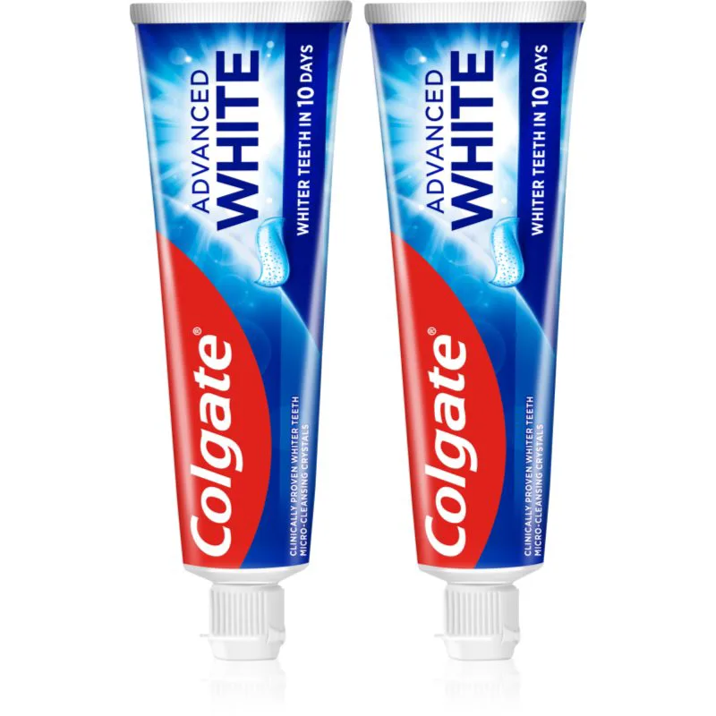 Colgate Advanced White λευκαντική οδοντόκρεμα κατά των λεκέδων στο σμάλτο των δοντιών 2x75 ml