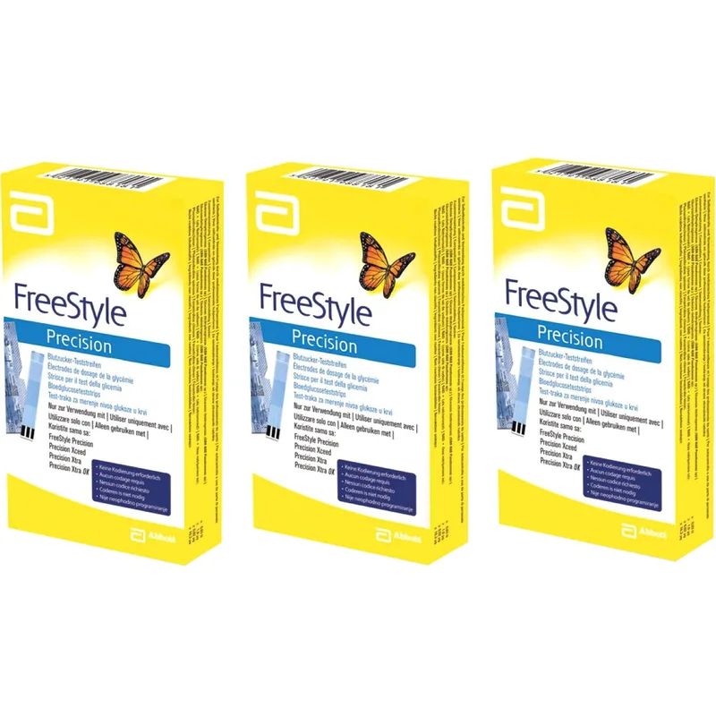 Σετ Abbott FreeStyle Precision Blood Glucoze Test Strips Ταινίες Μέτρησης Σακχάρου / Γλυκόζης Αίματος Συμβατές Μόνο με τις Συσκευές FreeStyle Precision Neo, Libre & Libre 2, 150 Τεμάχια (3x50 Τεμάχια)