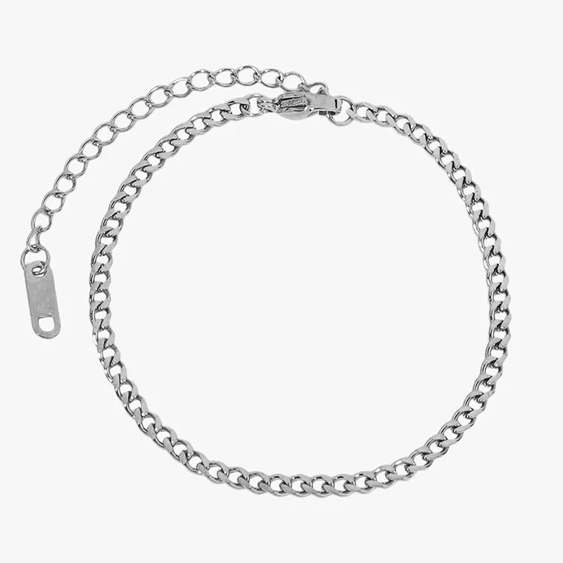 Jt Ατσάλινο unisex βραχιόλι αλυσίδα cuban πλακέ λεπτή 3.7mm Ανδρικό