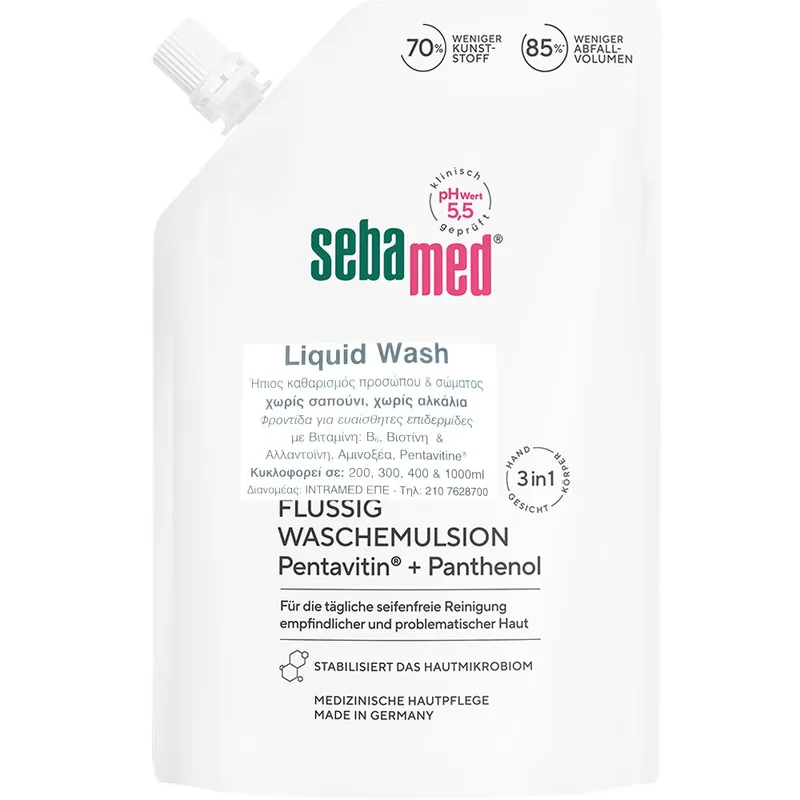Sebamed Liquid Face & Body Wash Refill Ήπιο καθαριστικό Προσώπου Σώματος για Ευαίσθητη & Προβληματική Επιδερμίδα - 400ml