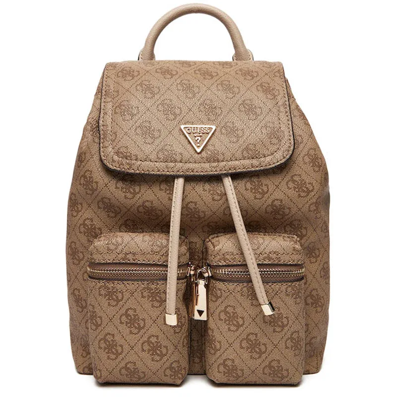 GUESS MANHATTAN II FLAP BACKPACK ΤΣΑΝΤΑ ΓΥΝΑΙΚΕΙΟ HWSG7118310 LATTE LOGO