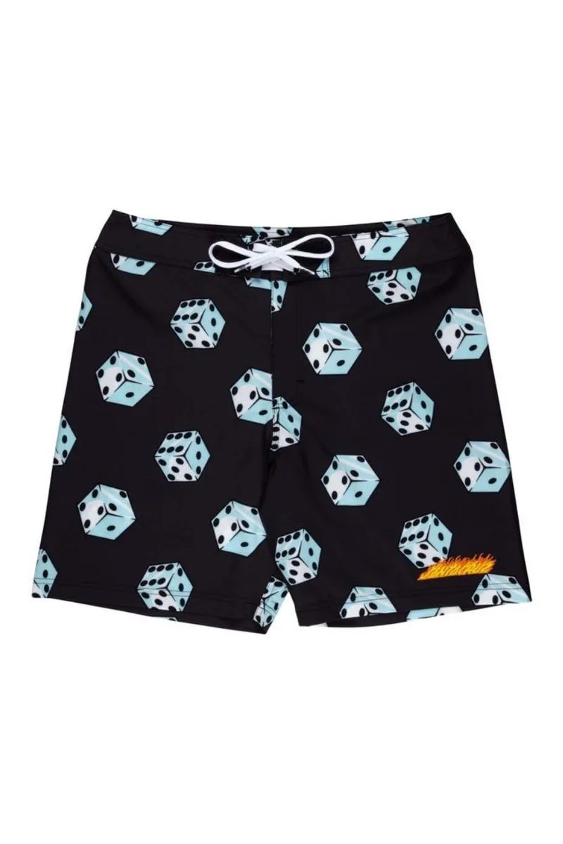 SANTA CRUZ Ανδρικό μαγιό Flaming Strip Dice Boardshort - ΜΑΥΡΟ-SCA-SHR-5250-BLACK
