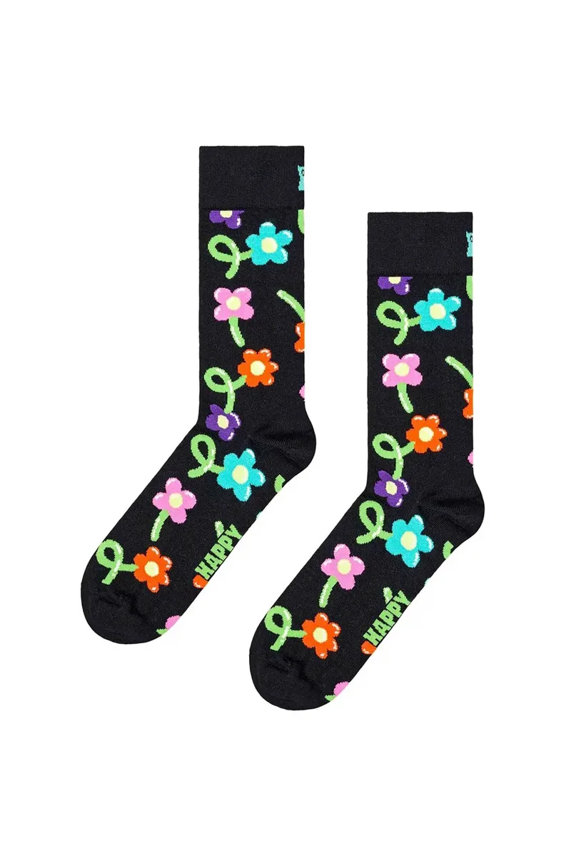 Happy Socks unisex κάλτσες "Balloon Flower" - P001556 Μαύρο