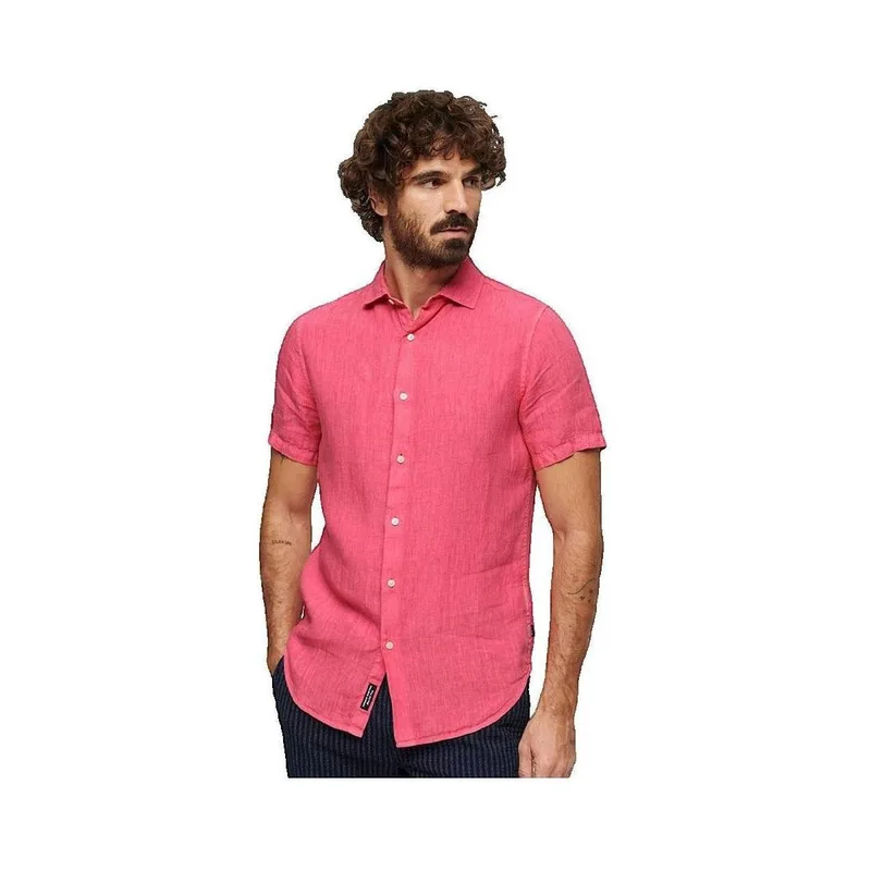 Πουκάμισα Superdry Chemise Studios en lin ajustée rose