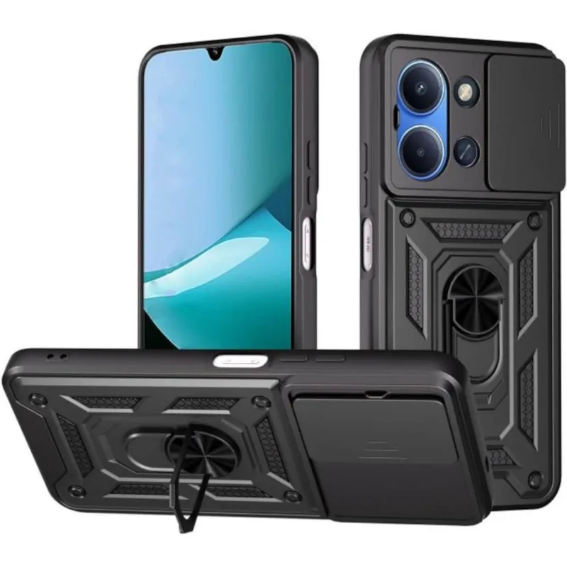 Θήκη Xiaomi Redmi 15C 5G / Poco C85 5G Bodycell Armor Slide Ανθεκτική με Κάλυμμα για την Κάμερα & Μεταλλικό Ring Holder - Black (5206015084355)
