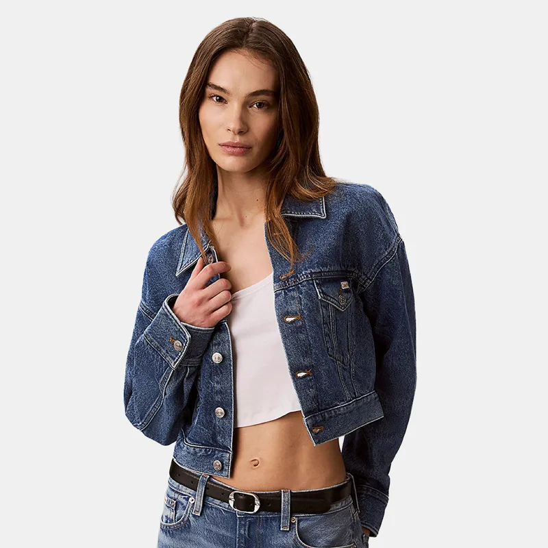 Calvin Klein W Denim Cropped Trucker Blue Carol (9000271153_93522)