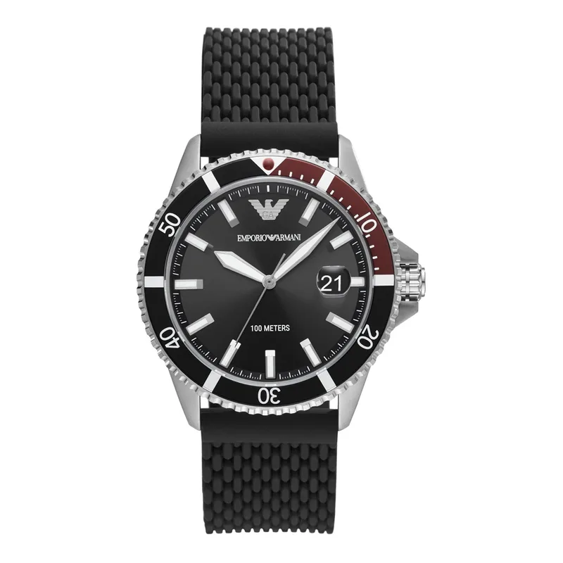 EMPORIO ARMANI Diver Black Rubber Strap AR11341