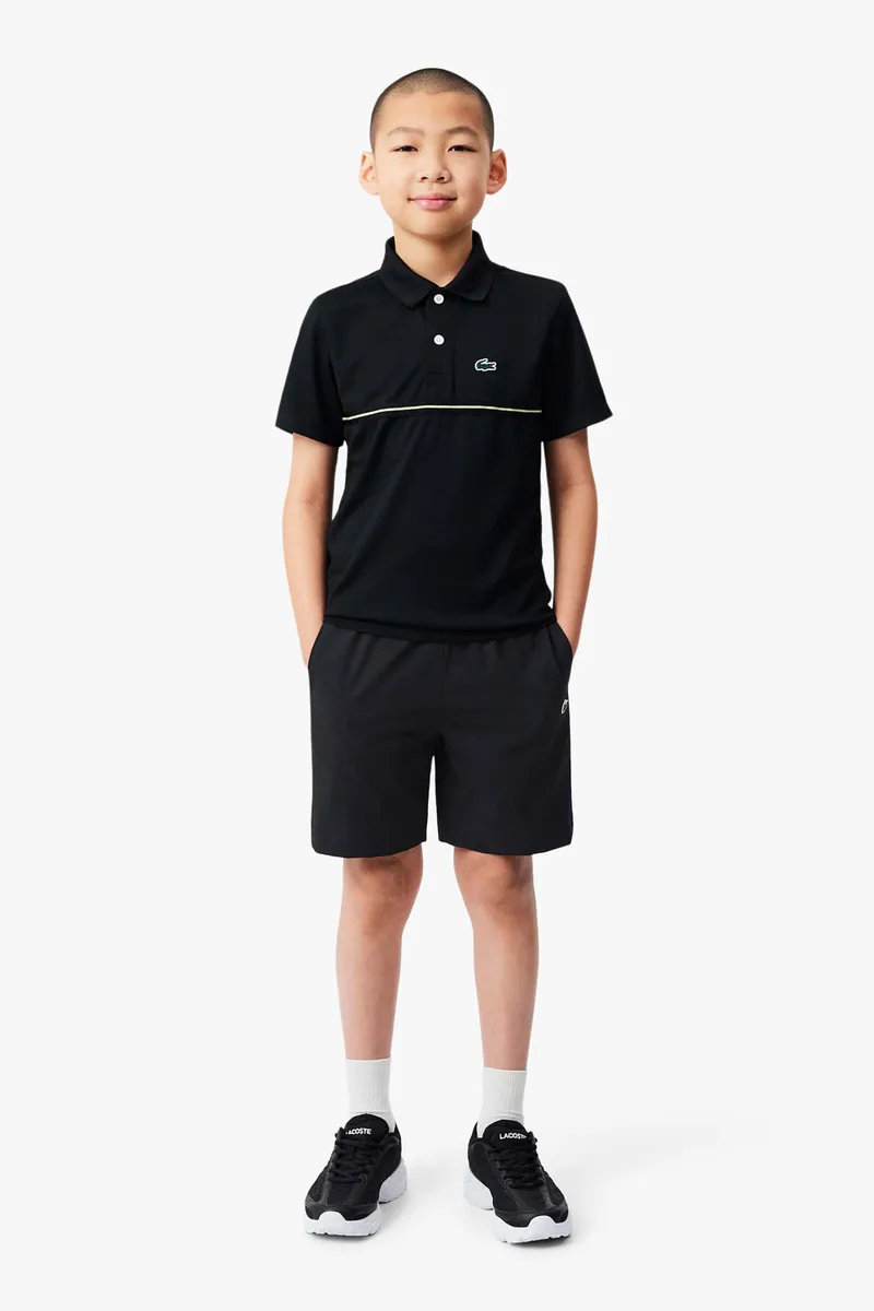 Lacoste παιδικό σορτς Ultra Dry με contrast ρίγα με λογότυπο - GJ6311 Μαύρο