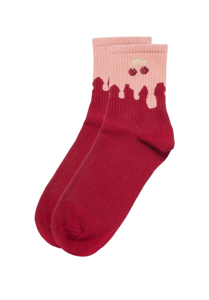Κάλτσες Livoni Socks γυναικείες βαμβακερές ημίκοντες Cherry LVN25628-Μπορντώ