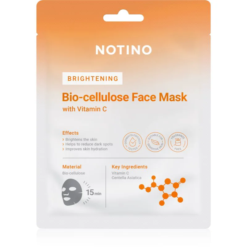 Notino Brightening Bio-Cellulose Face Mask with Vitamin C λαμπρυντική υφασμάτινη μάσκα λάμψης 25 γρ