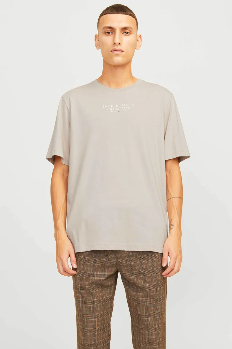 JACK & JONES ανδρικό T-shirt με logo print Regular Fit - 12217167 Μπεζ