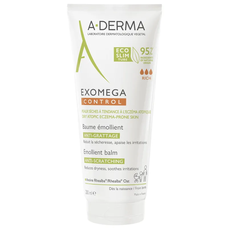 A-Derma Exomega Control Emollient Balm Μαλακτικό, Καταπραϋντικό Βάλσαμο Προσώπου - Σώματος Κατάλληλο για Ατοπικό ή Πολύ Ξηρό Δέρμα 200ml