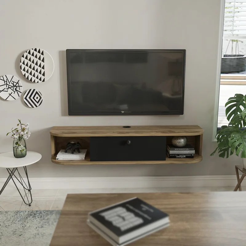 Έπιπλο Τηλεόρασης Ibarra - Black, Oud Oak 875Zna5366 (120x23,4x29,6 cm)