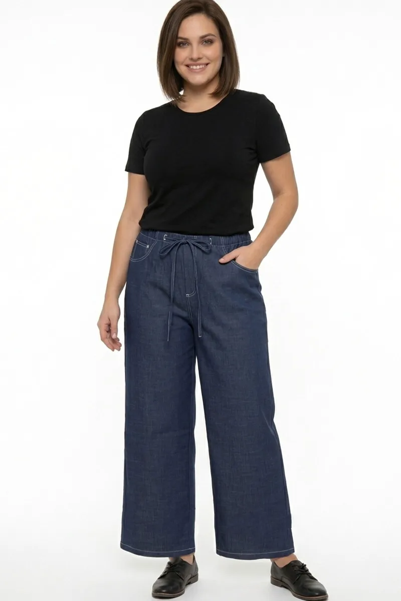 Παντελόνα tencel σε denim blue χρώμα
