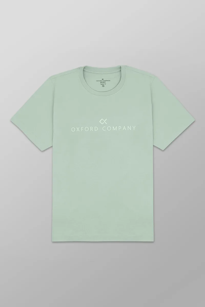 Oxford Company ανδρικό T-shirt μονόχρωμο με κεντημένο λογότυπο Regular Fit - K501-MZ20.07 Πράσινο