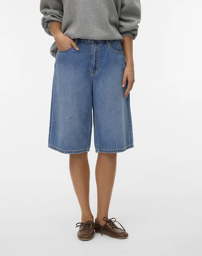 VERO MODA VMALVIDA MR DENIM JORTS LI3156 10342079-Medium Blue Denim DenimBlue