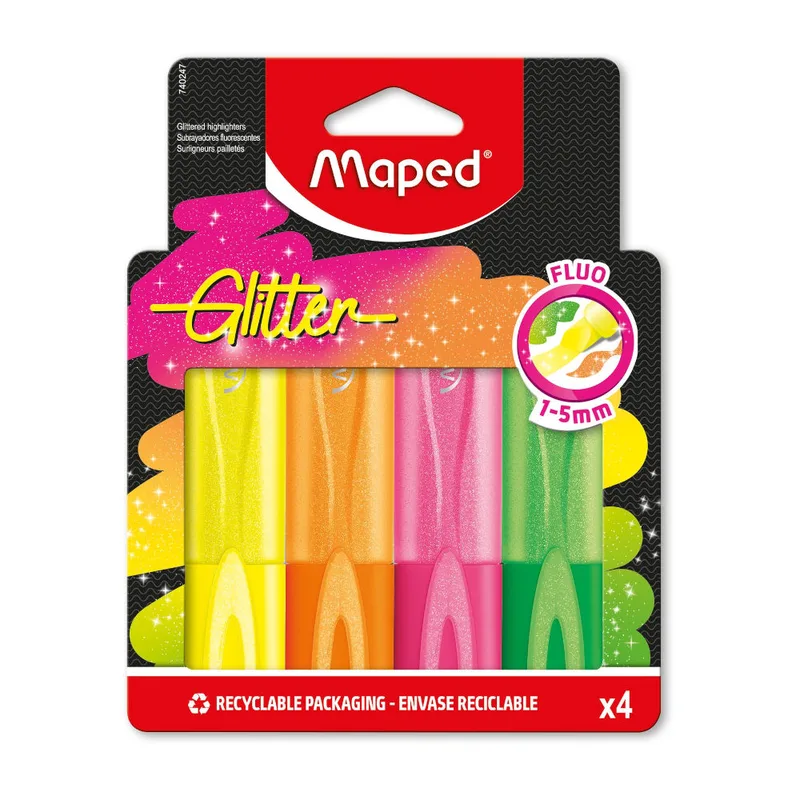 Μαρκαδόρος Υπογράμμισης Maped Pep's Classic Fluo Glitter Σετ 4 Τεμ 740247