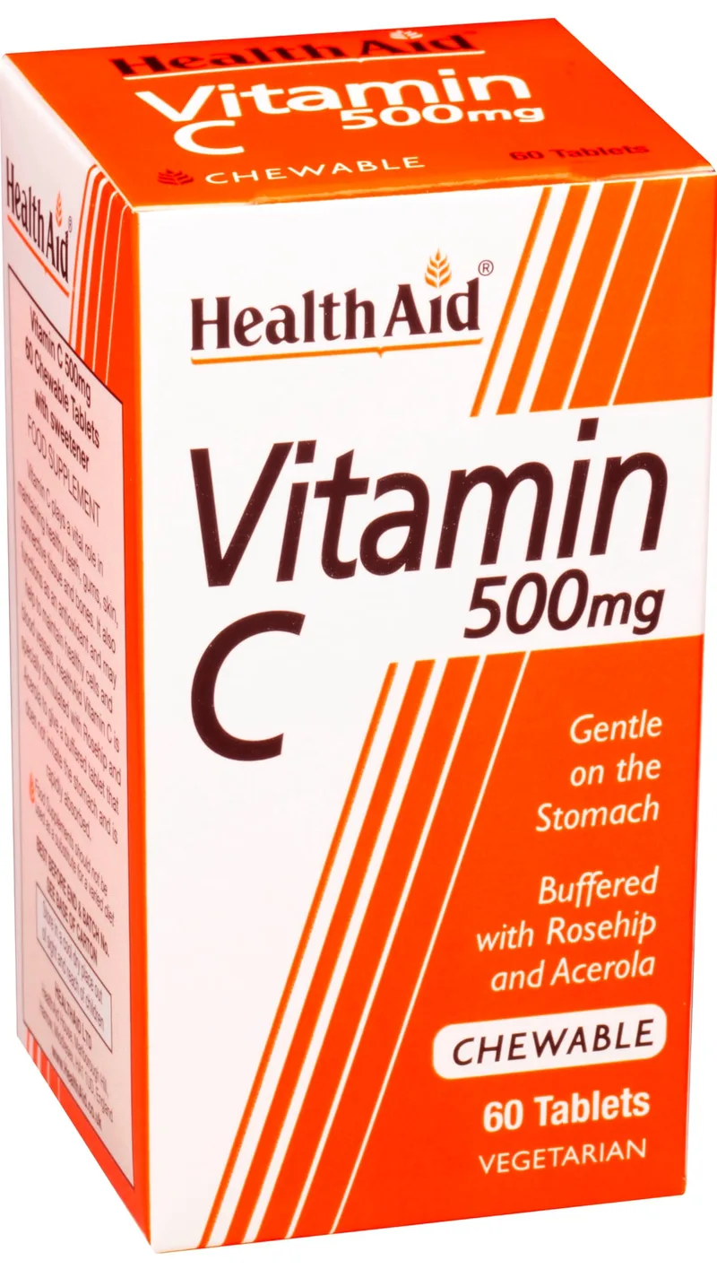 HEALTH AID Vitamin C 500mg 60 Μασώμενες Ταμπλέτες