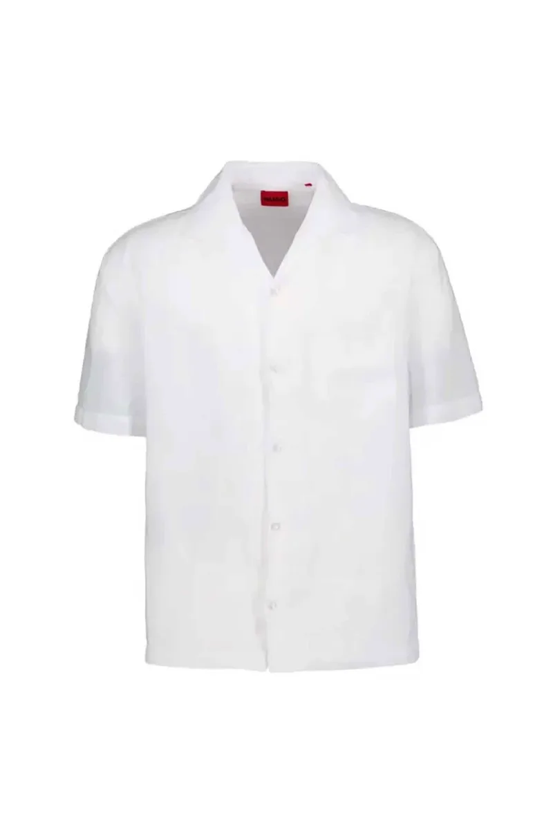 Hugo Boss ανδρικό πουκάμισο μονόχρωμο Oversized Fit "Exolino" - 50561715 Λευκό