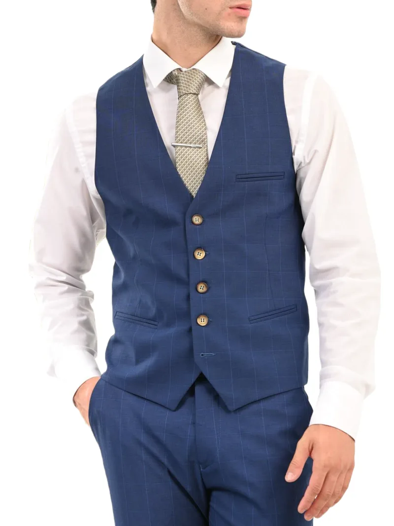 Ανδρικό Καρό Γιλέκο Μπλε Vittorio 10023verde-blue