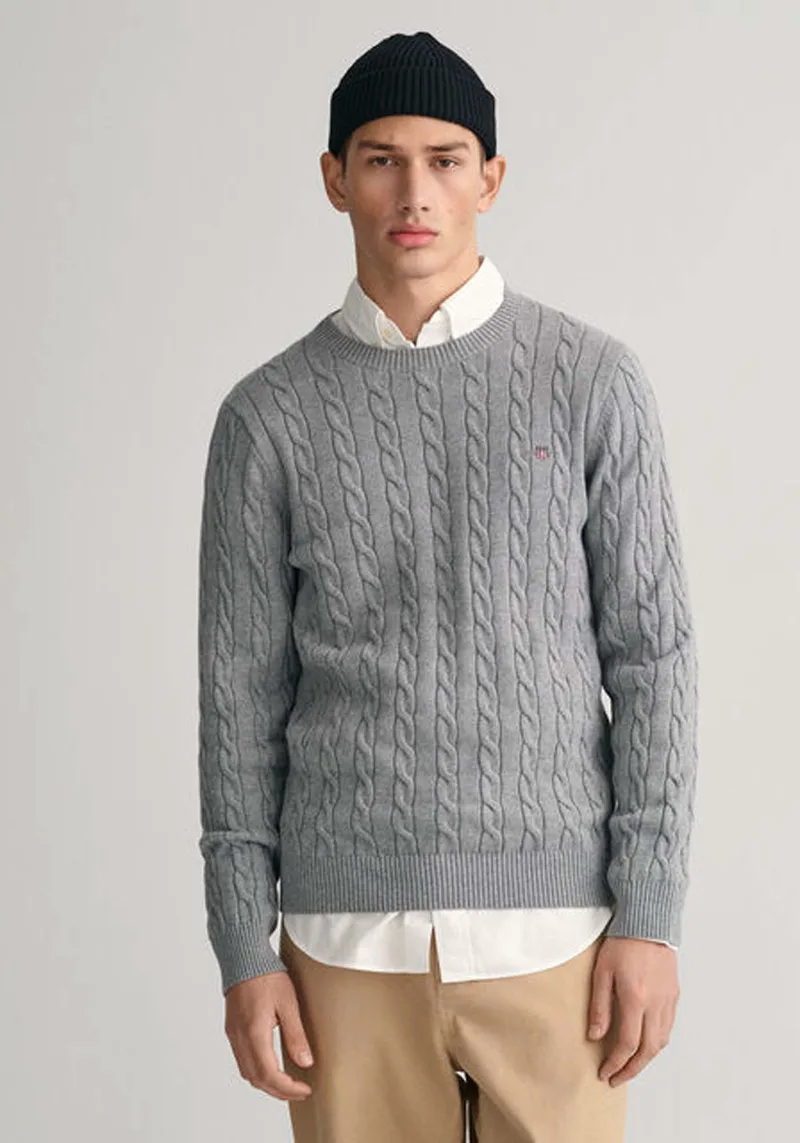 GANT Sweater Cable - 8050601 093 Grey Melange