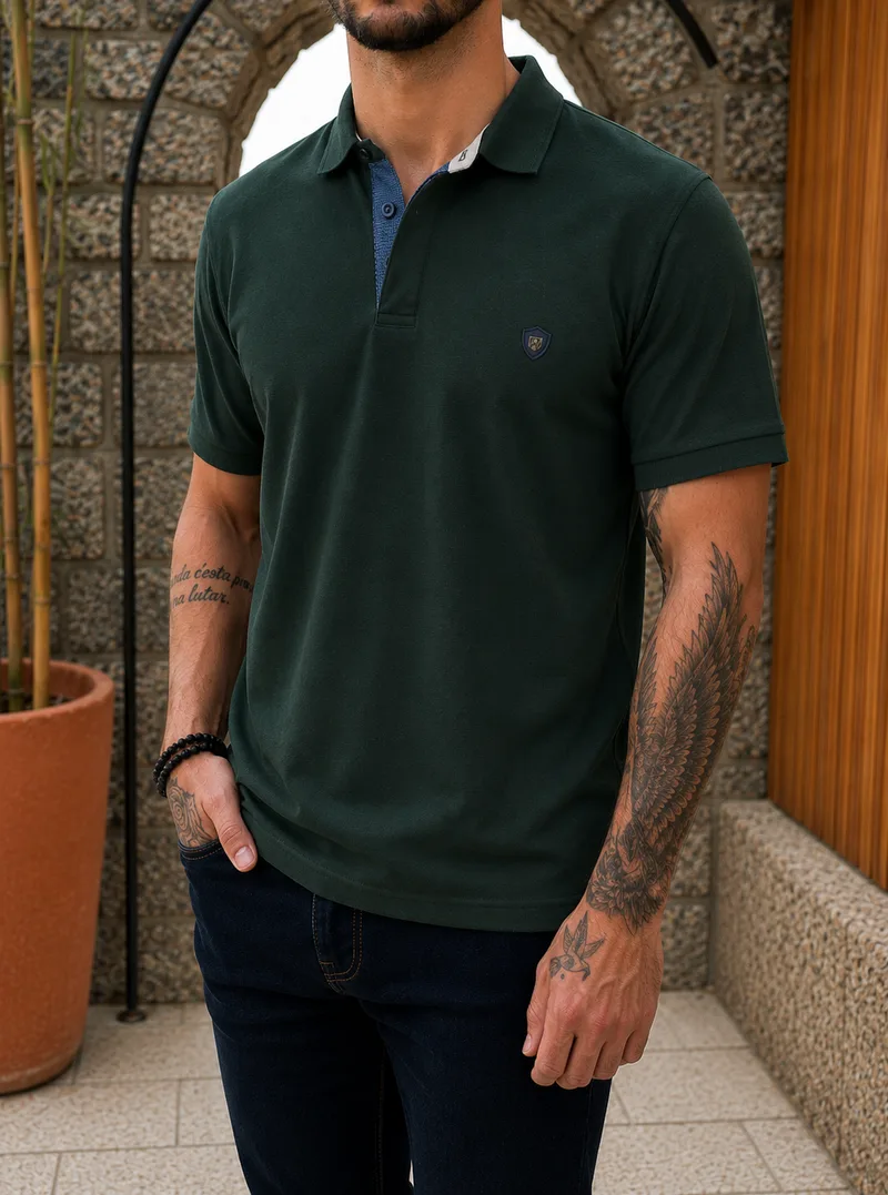 Everbest ανδρική κυπαρισσί πικέ Polo μπλούζα Plus Size 262832G