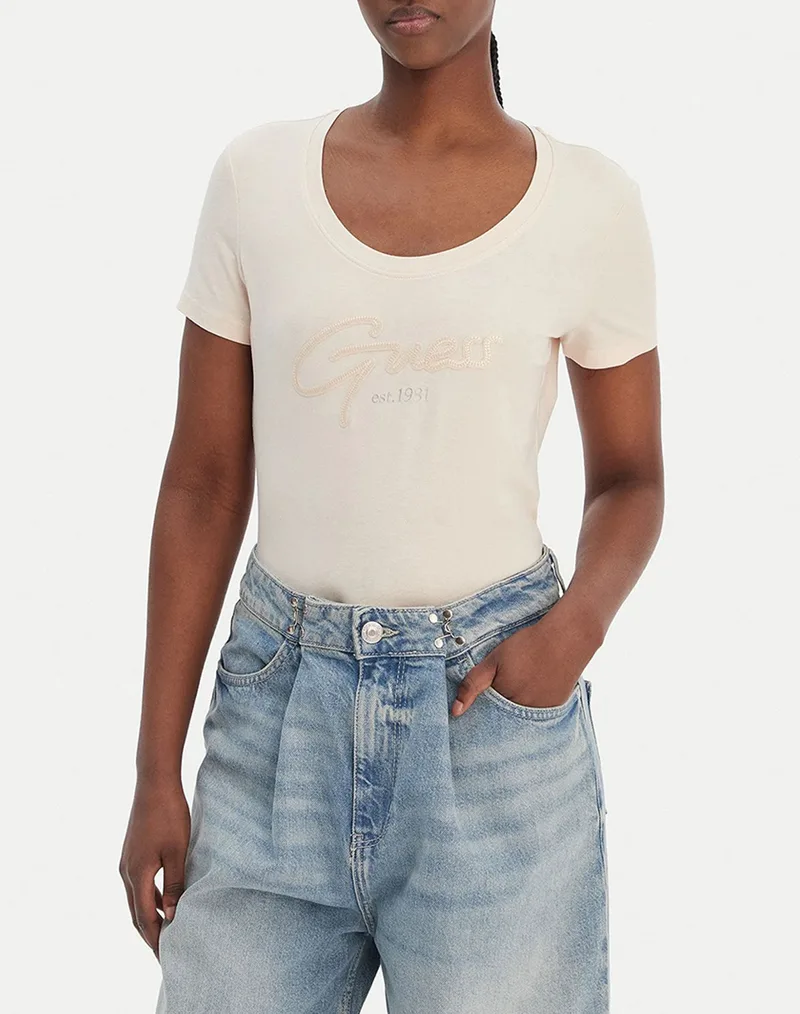 GUESS SS CN GUESS SCRIPT TEE ΜΠΛΟΥΖΑ ΓΥΝΑΙΚΕΙΟ W6GI14K3033-G67C Cream