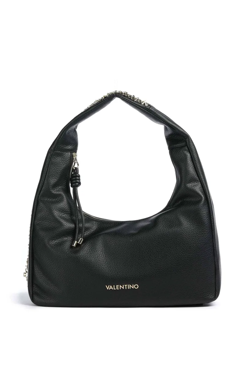 Valentino γυναικεία τσάντα ώμου hobo με ανάγλυφο και μεταλλικό λογότυπο "Harmonia" - 73LVBS9OT07/HAR Μαύρο