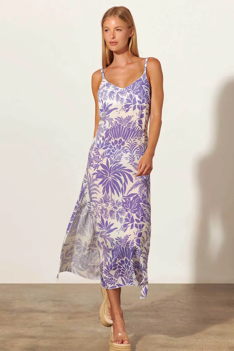 Basmar γυναικείο φόρεμα midi με floral print "Josephine" - 2614C95 Λιλά