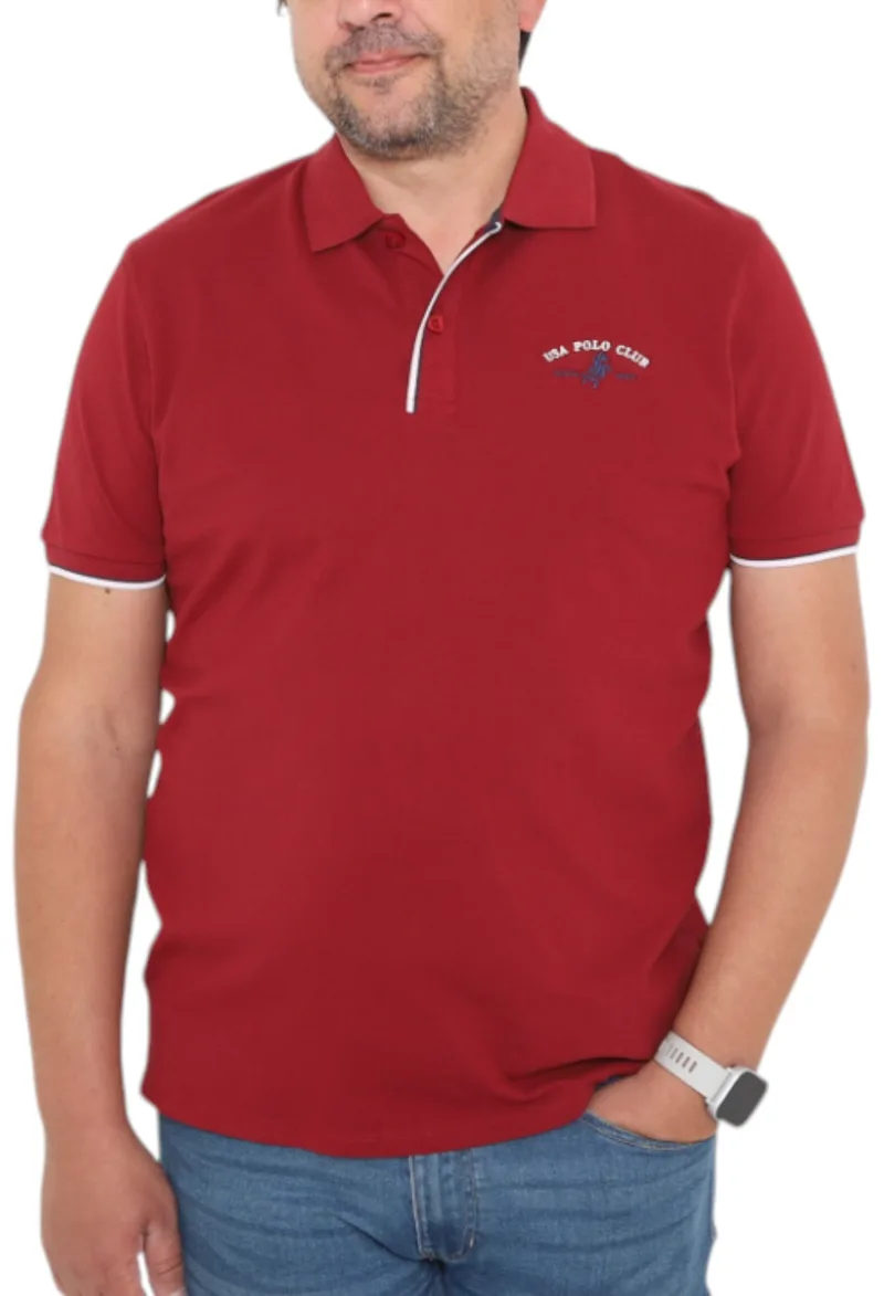 Μπλούζα Polo USA POLO CLUB Sleeve Polo-Shirt 1004-WINE Ανδρικό