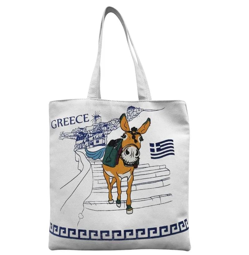 Τσάντα Βαμβακερή Γαϊδουράκι 40x10x40εκ. SUMMER tiempo 42-3165 (Ύφασμα: Βαμβάκι 100%, Χρώμα: Λευκό) - SUMMER tiempo - 42-3165