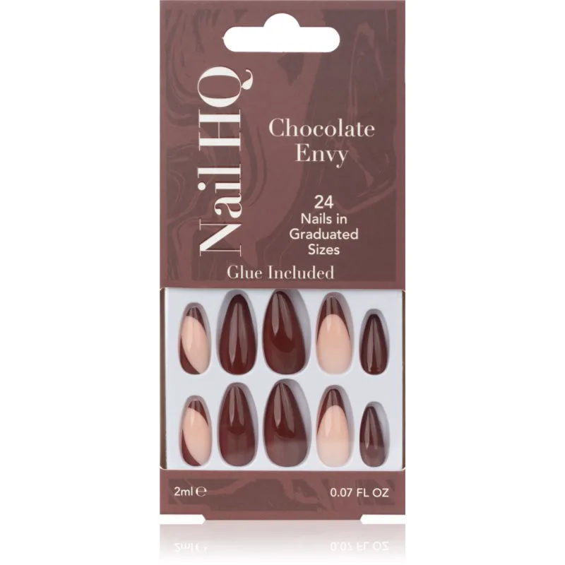 Nail HQ Almond Ψεύτικα νύχια Chocolate Envy 24 τμχ