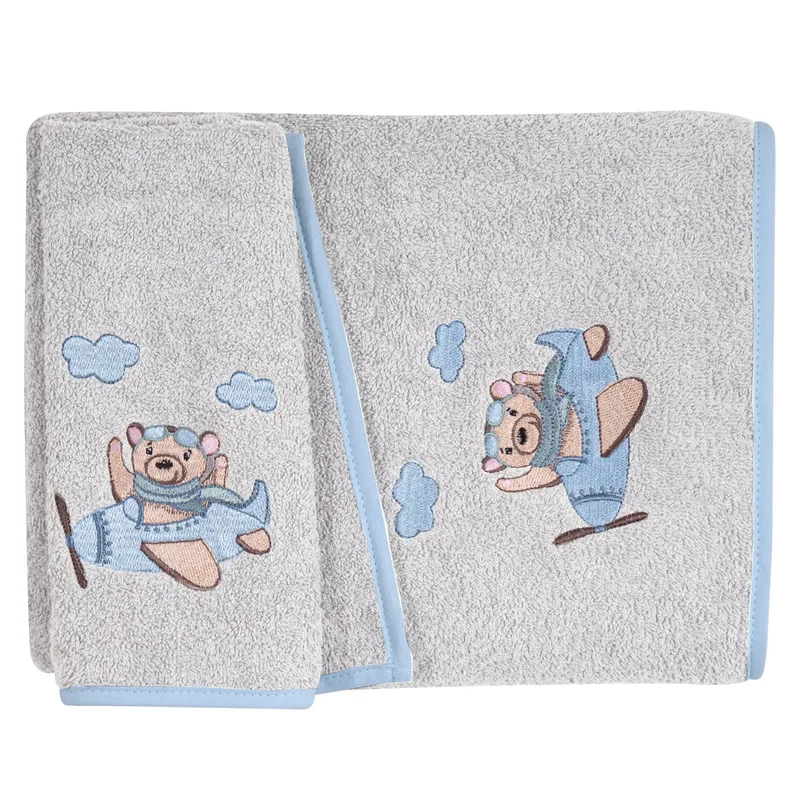 Σετ Βρεφικές Πετσέτες 2 Τεμαχίων Greenwich Polo Club 8851 Grey-Blue