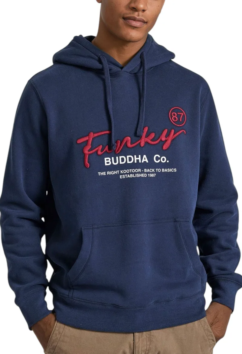 Μπλούζα Μακρυμάνικη Funky Buddha Relaxed Fit With Embroidery On The Chest FBM010-013-06-NAVY Ανδρικό