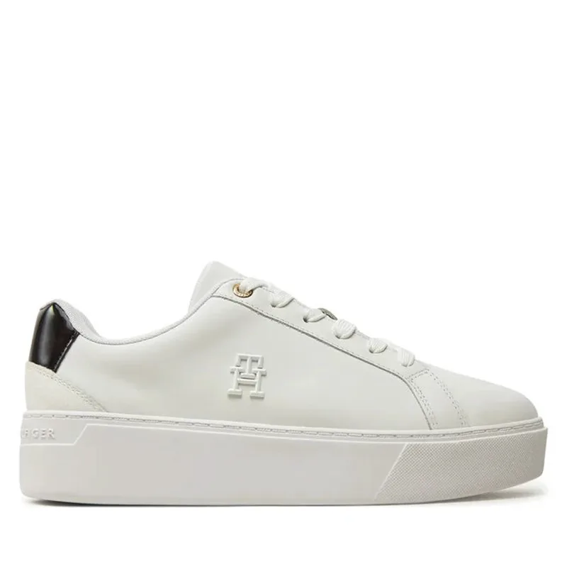 Γυναικεία Δερμάτινα TH Platform Court Sneakers Λευκά Tommy Hilfiger FW0FW08614-YBS
