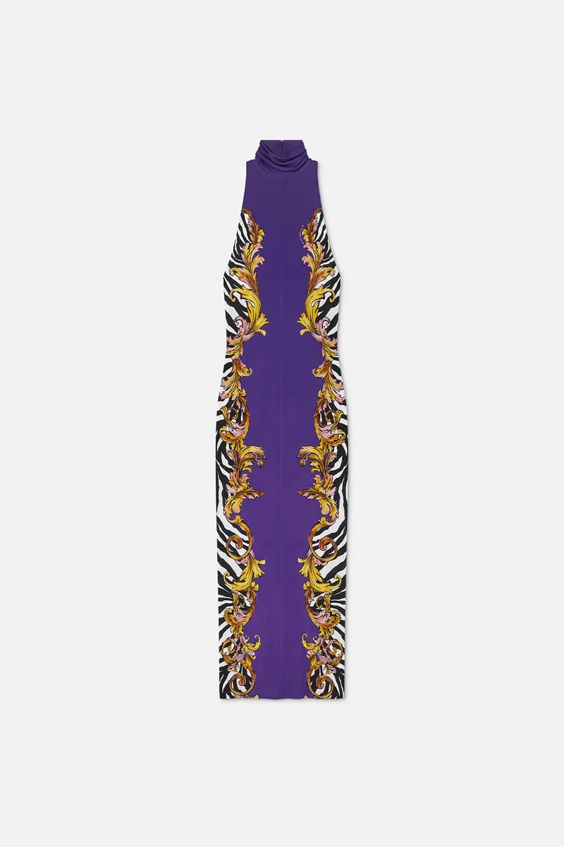 Versace Jeans Couture γυναικείο φόρεμα maxi "Outline Barocco" - 78HAO9P5JS465 Μοβ