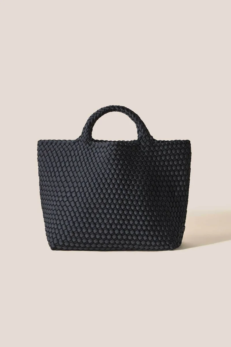 Naghedi γυναικεία τσάντα tote με πλεκτό σχέδιο "St. Barths Medium" - NSN03013LD Μαύρο