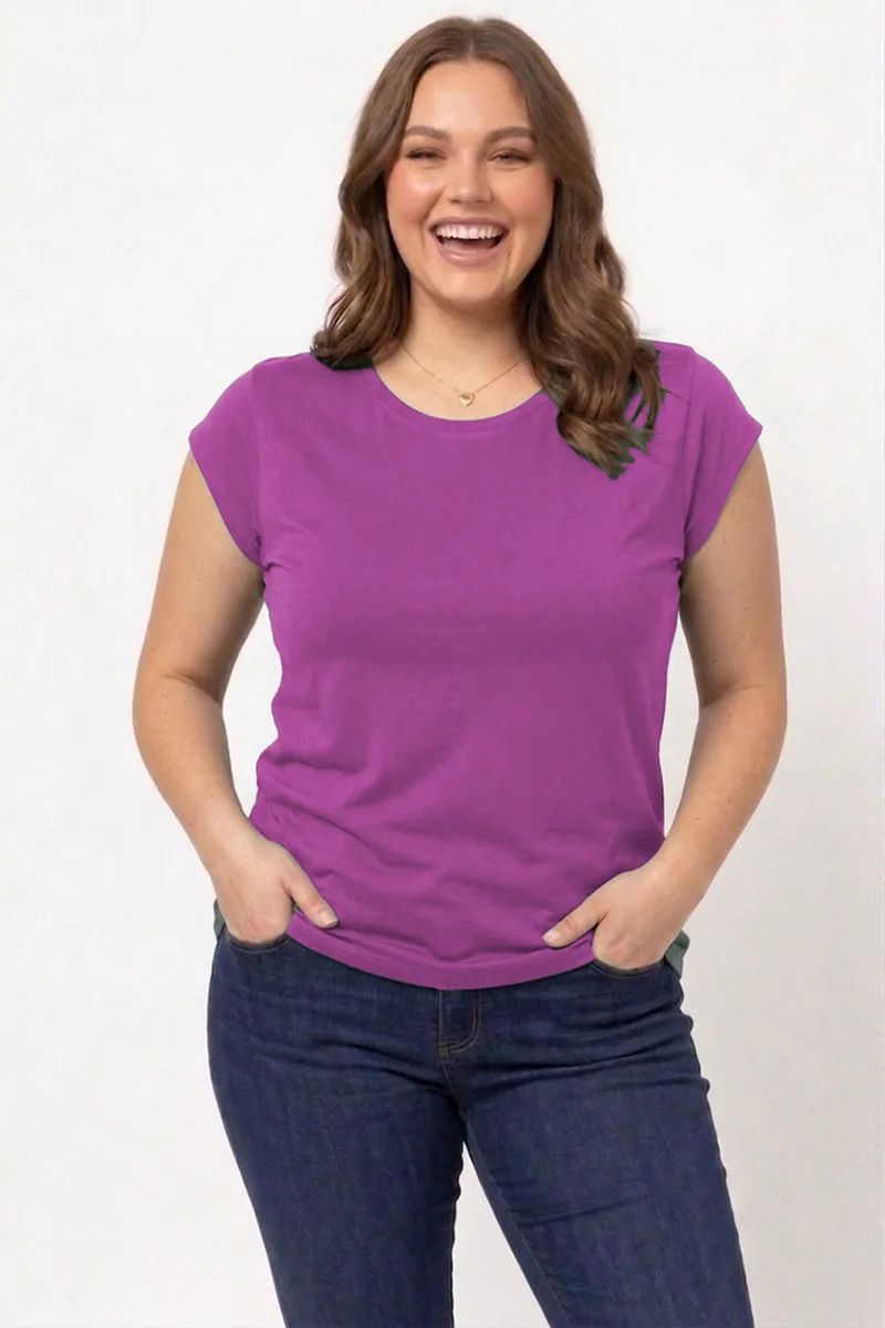 T-shirt με ζαπονέ μανίκι σε βιολετί χρώμα