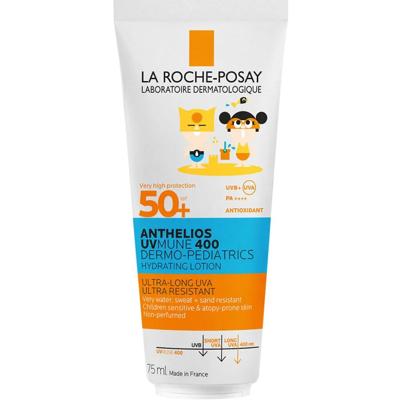 La Roche-Posay Anthelios UV Mune 400 Dermo-Pediatrics Hydrating Lotion Spf50+ Travel Size Ενυδατικό Αντηλιακό Γαλάκτωμα για Παιδιά Πολύ Υψηλής Προστασίας Κατάλληλο & για Δέρματα με Τάση Ατοπίας 75ml