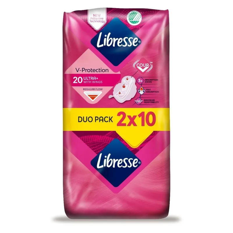 Libresse V-Protection Ultra+ Duo Pack Σερβιέτες Με Φτερά 20τμχ