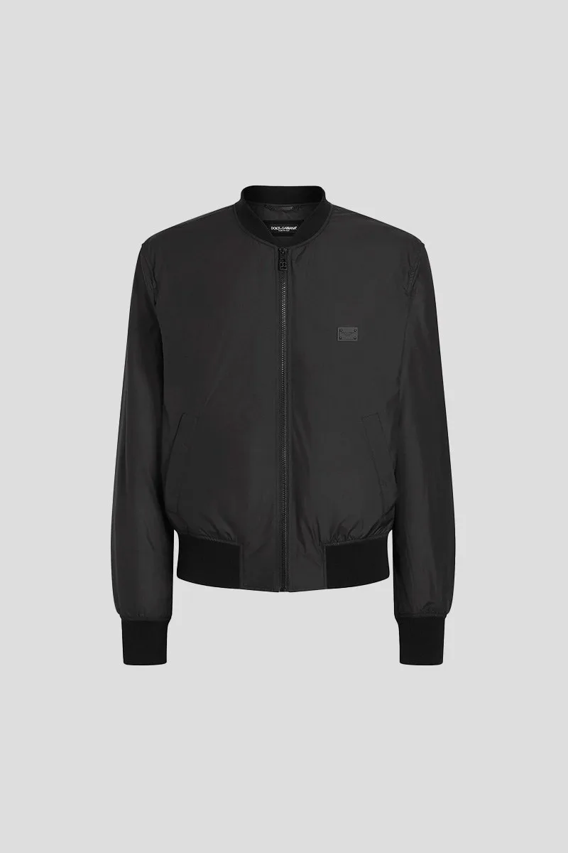 DOLCE&GABBANA Ανδρικό Μαύρο Technical Fabric Bomber Jacket with Tag