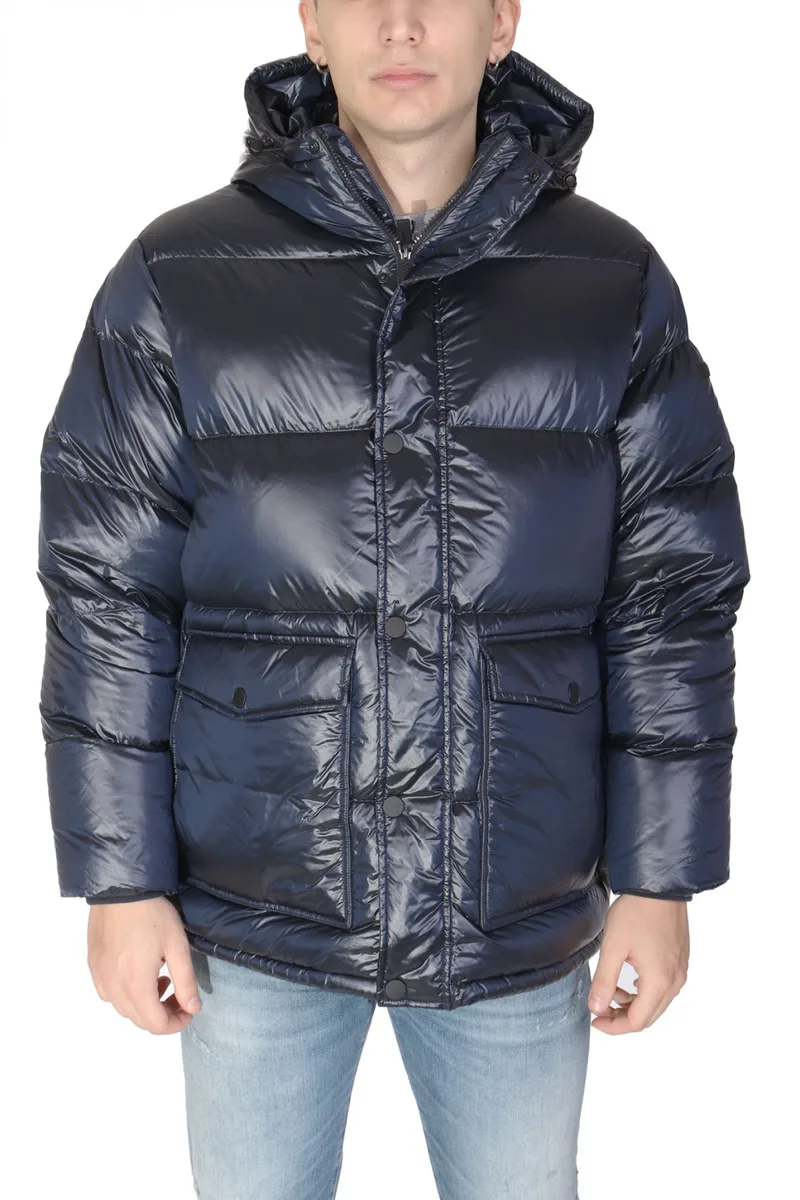 ARMANI 7 ΜΠΟΥΦΑΝ PUFFER HOODIE LOGO ΜΠΛΕ