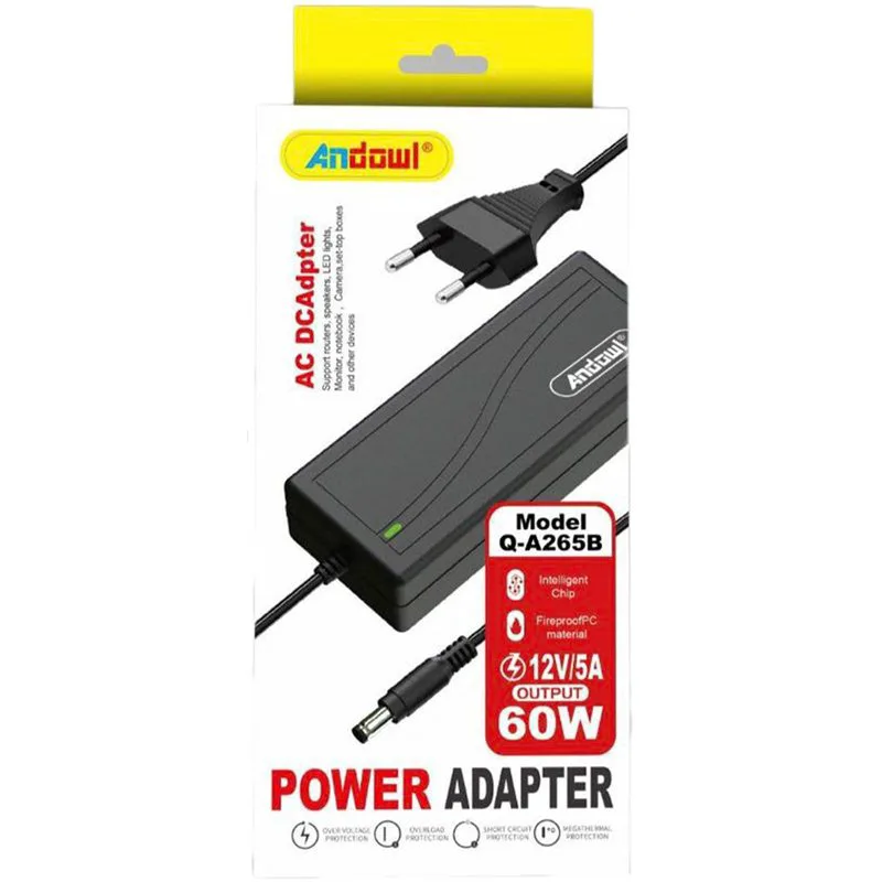 Andowl Universal Φορτιστής Laptop 60W 12V 5A με Αντάπτορα Τροφοδοσίας