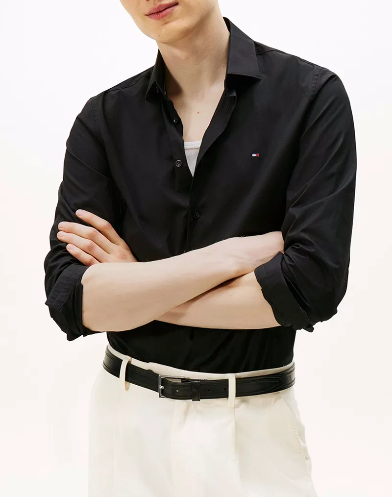 TOMMY HILFIGER CL FLEX POPLIN SF SHIRT MW0MW38347-BDSR Black