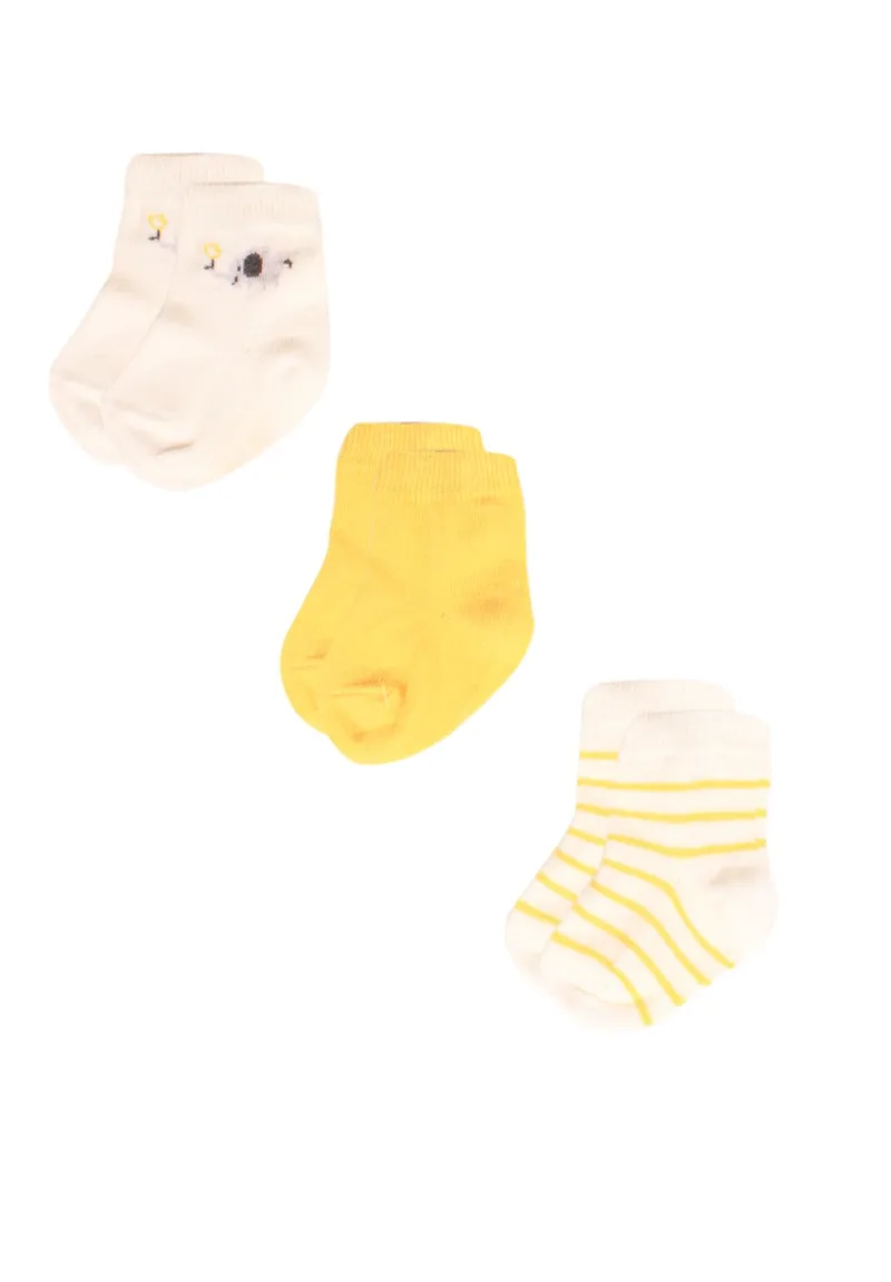Καλτσάκια bebe Yellow Elephants 3 τεμ. 68365a-Κίτρινο